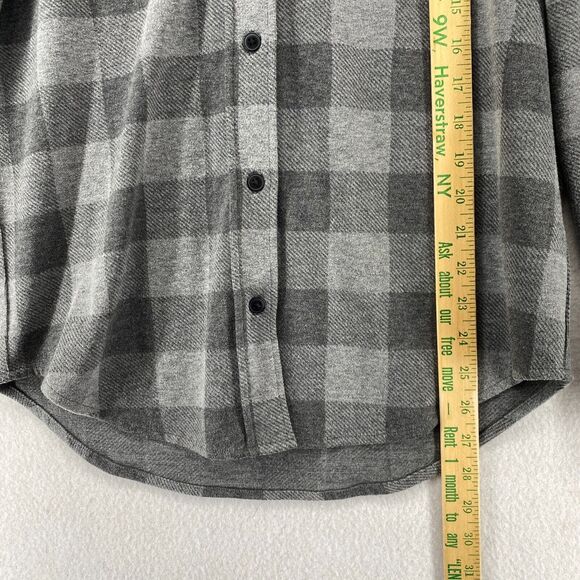 QUINCE Top M Sweater Fleece Shirt Buffalo Check Button Front Long Sleeve Gray - Picture 11 of 12